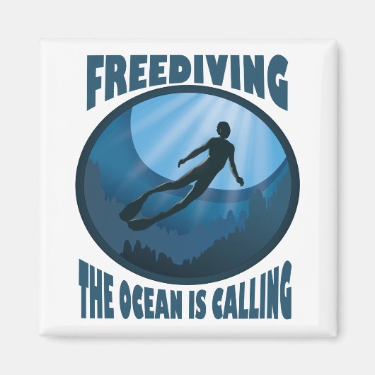 Freediving -海が水中ダイバーを呼び出している マグネット (正面)