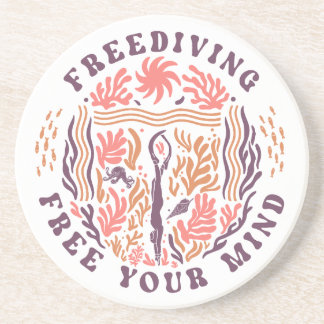Freediving Free Your Mind Ocean Meditation Diver コースター