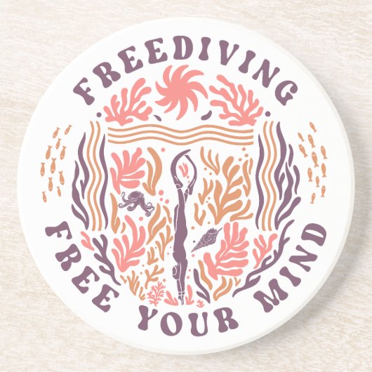 Freediving Free Your Mind Ocean Meditation Diver コースター (正面)