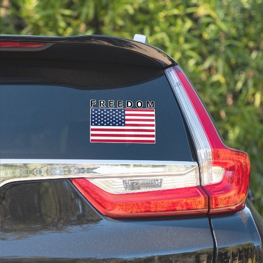 FREEDOMの文字が入ったアメリカ国旗 シール (車体側面)