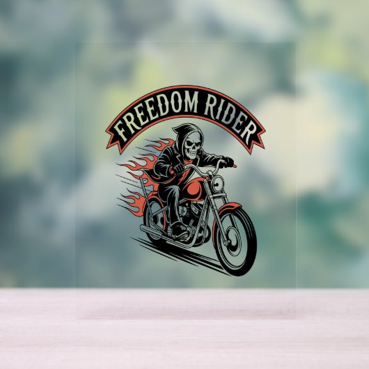 FreeDomライダーバイクもしくは自転車に乗る人 アクリルサイン (ニュートラル)