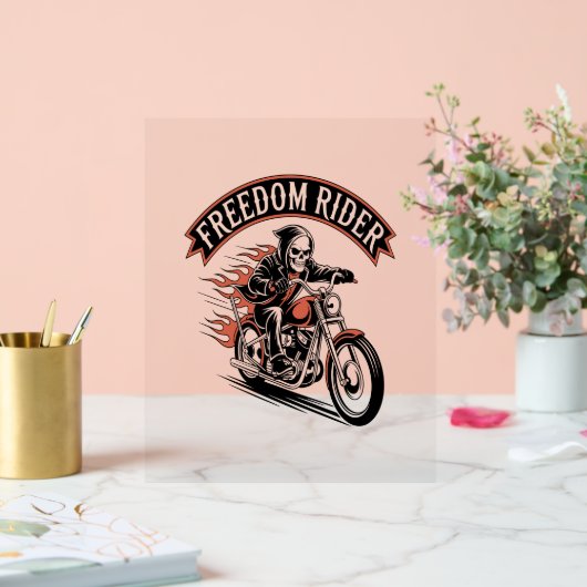 FreeDomライダーバイクもしくは自転車に乗る人 アクリルサイン (ウェディング)