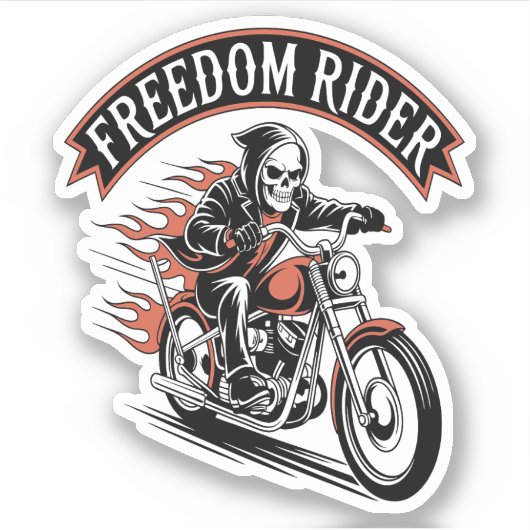 FreeDomライダーバイクもしくは自転車に乗る人 シール (正面)