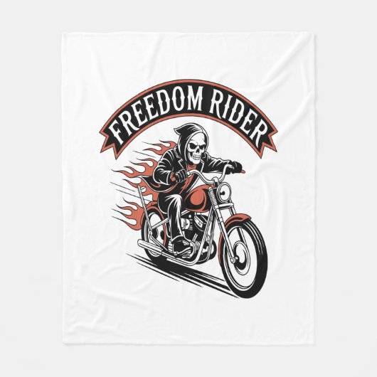 FreeDomライダーバイクもしくは自転車に乗る人 フリースブランケット (正面)