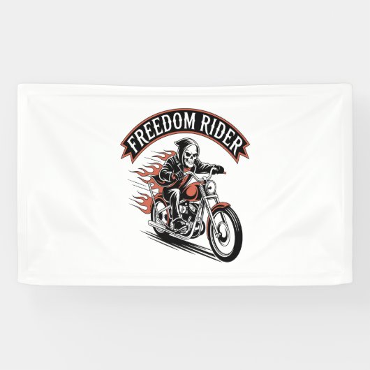 FreeDomライダーバイクもしくは自転車に乗る人 横断幕 (横)
