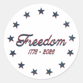 Freedom 1776–2026 America 250 Patriotic Design ラウンドシール