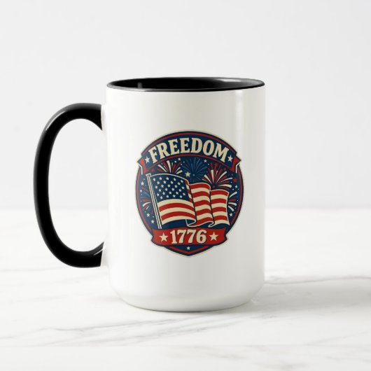 Freedom 1776 American Flag Patriotic Badge マグカップ (左)