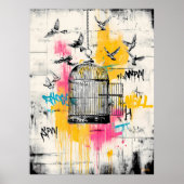 Freedom Birds – Graffiti Open Cage Urban Poster ポスター (正面)