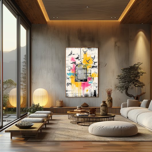 Freedom Birds – Graffiti Open Cage Urban Poster ポスター