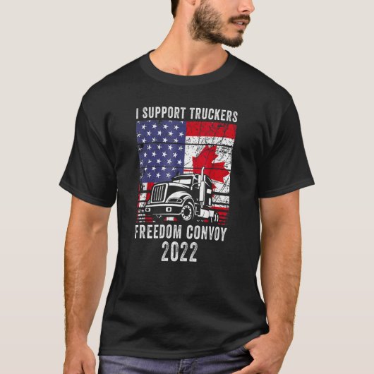 Freedom Convoy 2022サポートIカナダT Tシャツ (正面)