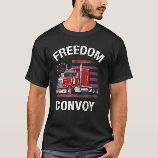 Freedom Convoy To Dc 2022トラック運転手レトロヴィンテージ Tシャツ (正面)
