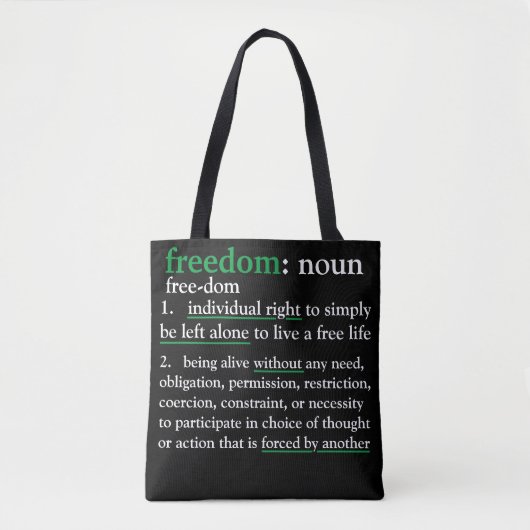 Freedom defined (black)トート トートバッグ (正面)