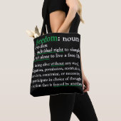 Freedom defined (black)トート トートバッグ (クローズアップ)