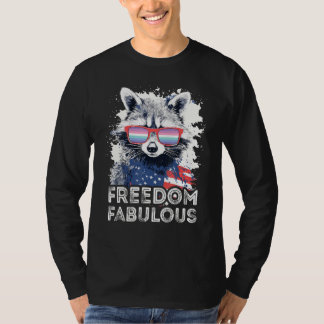 Freedom Fabulous  Raccoon Genderfrith Sunglasses F Tシャツ