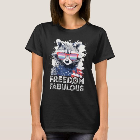 Freedom Fabulous  Raccoon Genderfrith Sunglasses F Tシャツ (正面)