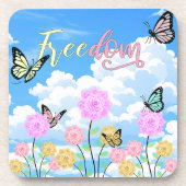 Freedom Floral Butterfly Design コースター (正面)