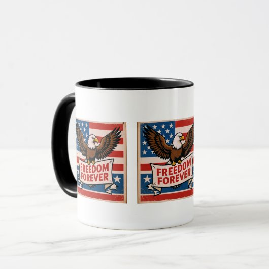 Freedom Forever  American Flag Bald Eagle マグカップ (正面左)