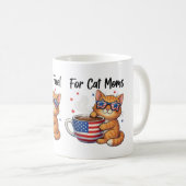 Freedom Fuel For Cat Moms - Patriotic Cat & Coffee コーヒーマグカップ (正面右)