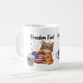 Freedom Fuel For Cat Moms - Patriotic Cat & Coffee コーヒーマグカップ