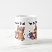 Freedom Fuel For Cat Moms - Patriotic Cat & Coffee コーヒーマグカップ (中央)