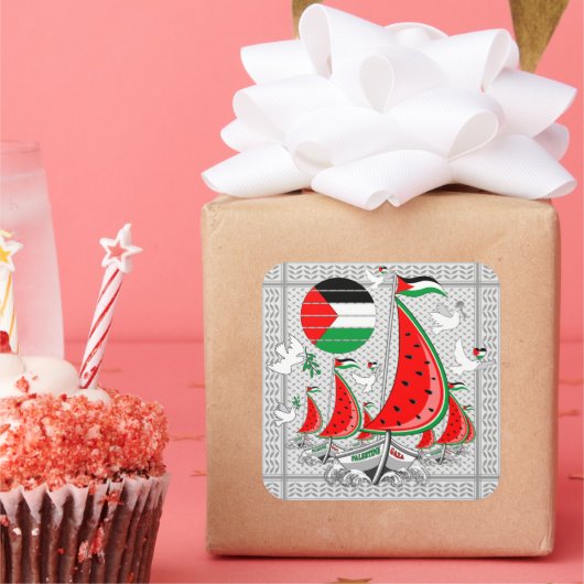 Freedom Global Sumud Flotilla Boats to Gaza スクエアシール (パーティー)