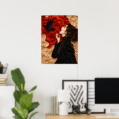 freedom: gothic women with raven  ポスター (ホームオフィス)