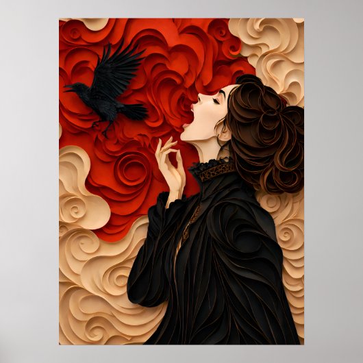 freedom: gothic women with raven  ポスター (正面)