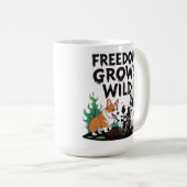 Freedom Grows Wild - スケアリーコーギーのガーデニング風刺画 コーヒーマグカップ (正面右)