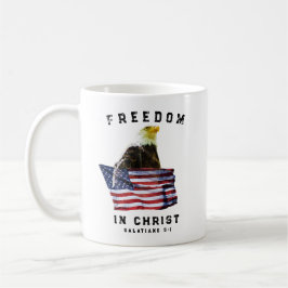 Freedom in Christ Bald Eagle & USA Flag Christian コーヒーマグカップ