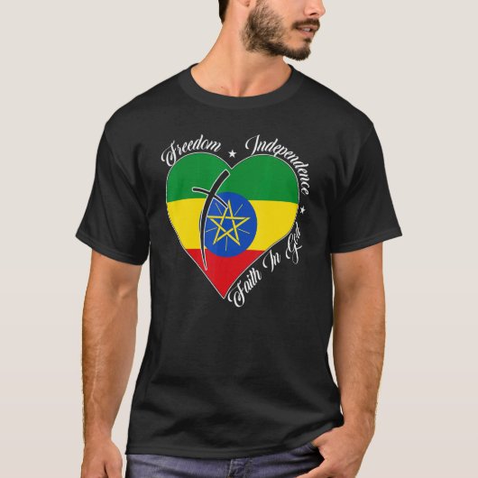 Freedom Independence Faith In God Christian Ethio Tシャツ (正面)