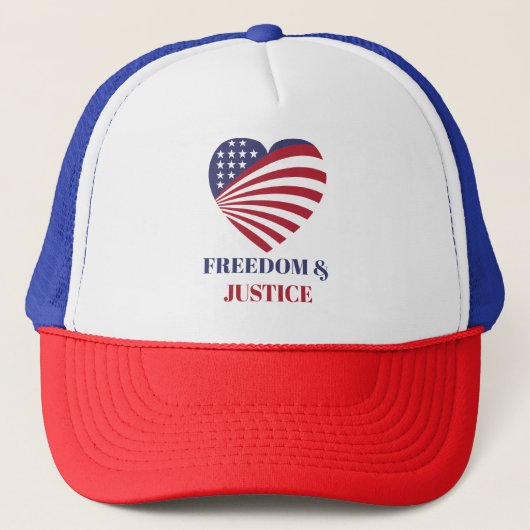 Freedom & Justice American Flag with Heart.  キャップ (正面)