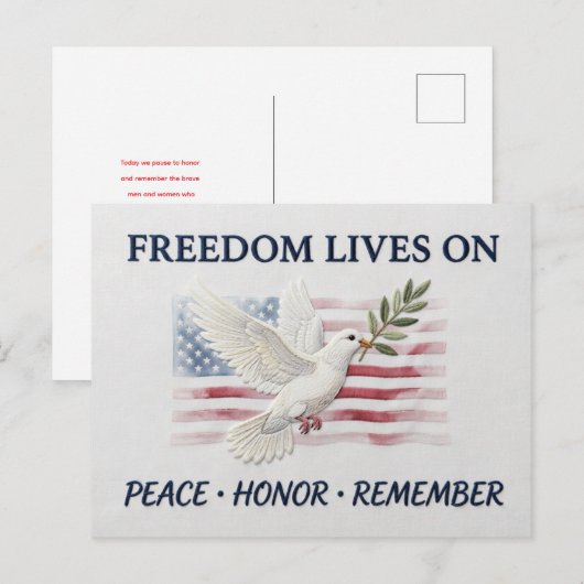 Freedom Lives On Patriotic Memorial Day ポストカード (正面/裏面)
