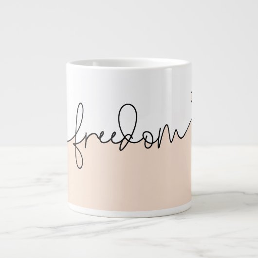 Freedom Minimalist Typography Design ジャンボコーヒーマグカップ (正面)