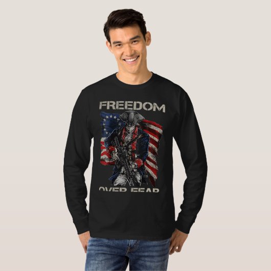 Freedom Over Fear  2nd Amendment  Gun Owner ON BAC Tシャツ (正面フル)