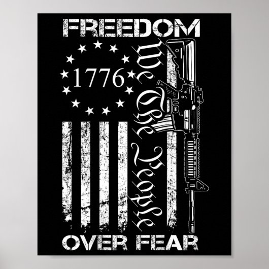 Freedom Over Fear Pro Gun Usa Flag 2nd Amendment ( ポスター (正面)