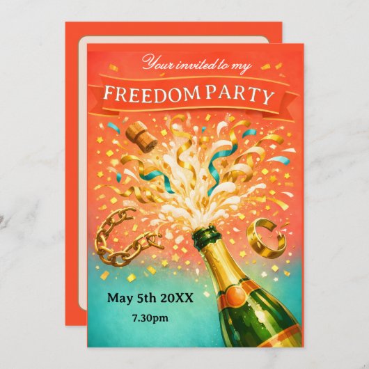 Freedom party getting divorced 招待状 (正面/裏面)