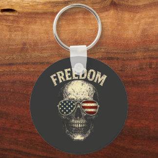Freedom Patriotic Skull USA キーホルダー