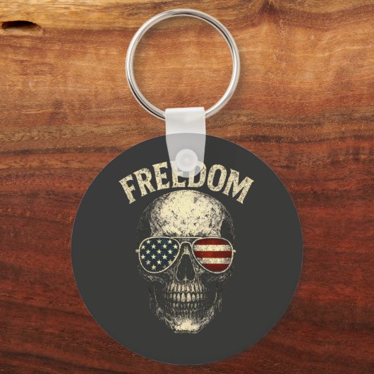 Freedom Patriotic Skull USA キーホルダー (正面)