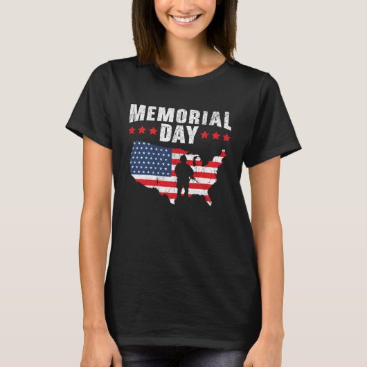 Freedom Patriotic Veteran USA Flag American Memori Tシャツ (正面)