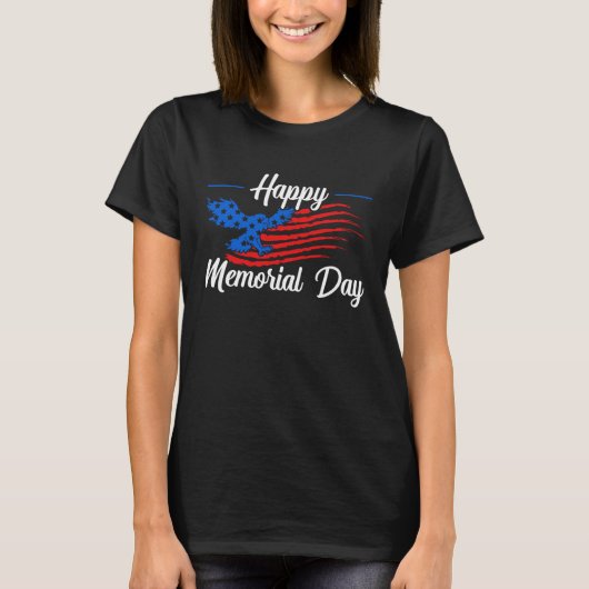 Freedom Patriotic Veteran USA Flag American Memori Tシャツ (正面)