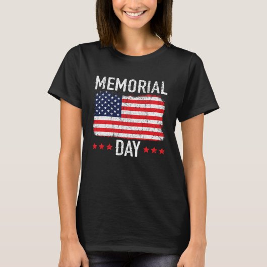 Freedom Patriotic Veteran USA Flag American Memori Tシャツ (正面)