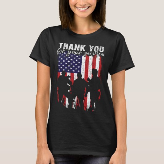Freedom Patriotic Veteran USA Flag American Memori Tシャツ (正面)
