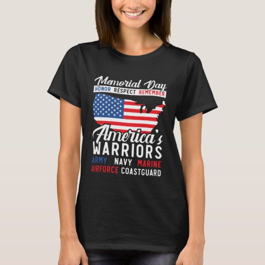 Freedom Patriotic Veteran USA Flag American Memori Tシャツ (正面)