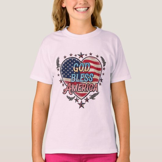 Freedom’s Prayer God Bless America T-shirt desig Tシャツ (正面)