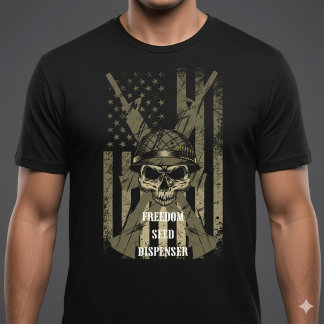 Freedom Seed Dispenser Patriotic Skull T-Shirt Tシャツ