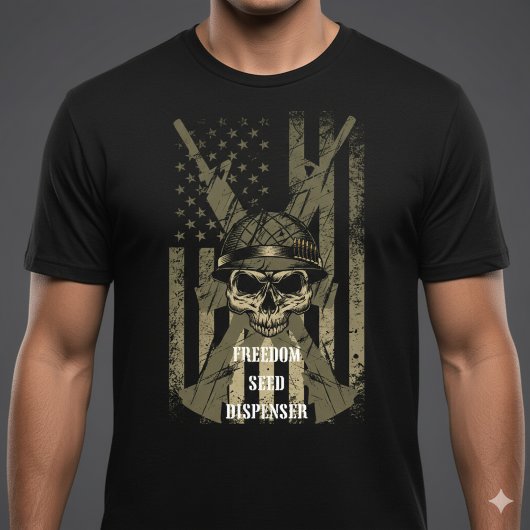 Freedom Seed Dispenser Patriotic Skull T-Shirt Tシャツ