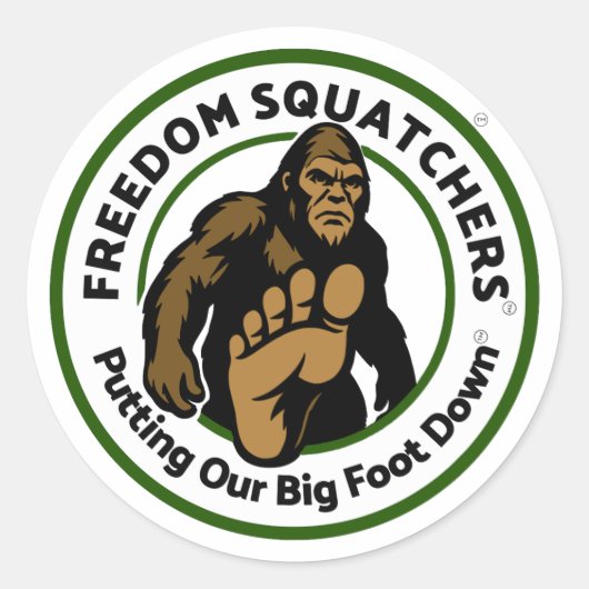 Freedom Squatchers "Big Foot Down" Round Sticker ラウンドシール (正面)