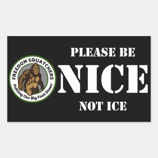 Freedom Squatchers "NICE" 4.5x2.7 ステッカー (正面)