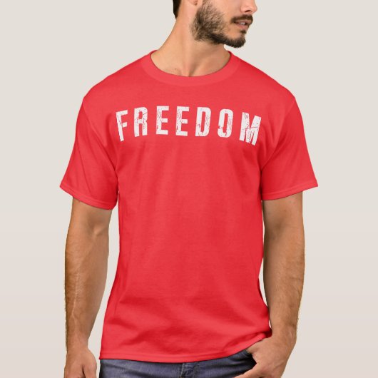Freedom Text Minimalist Design Bold Typography Gra Tシャツ (正面)