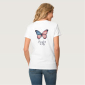 Freedom to Fly - アメリカ国旗の蝶と愛国 Tシャツ (裏面フル)